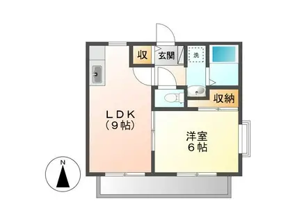 ラピュータ大島C棟(1LDK/2階)の間取り写真