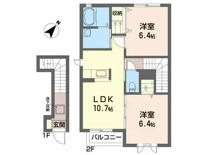 ハイツ ブレビス(2LDK/2階)の間取り写真