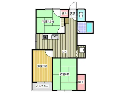 第2伊原ビル(3DK/3階)の間取り写真