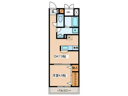 WEALTHY 長谷(1DK/3階)の間取り写真