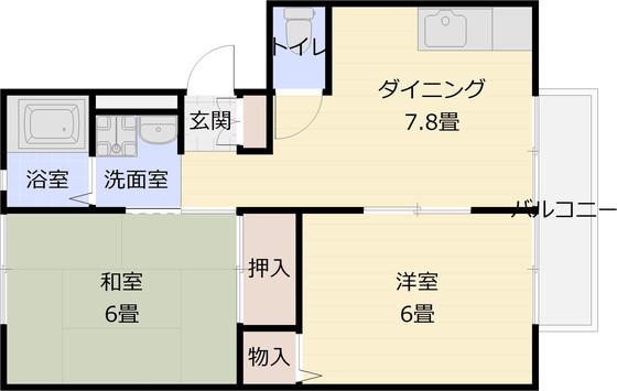 サンビレッジOKUNO B(2LDK/1階)の間取り写真