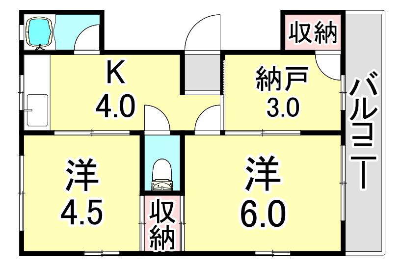 木下マンション(2SK/2階)の間取り写真