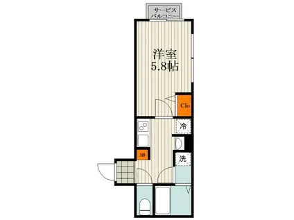 THE ROOM S文京千駄木(1K/2階)の間取り写真