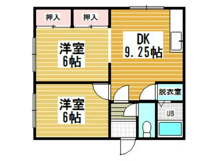 ハイツジャイケ(2DK/3階)の間取り写真