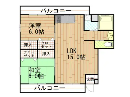 Mコーポ(2LDK/2階)の間取り写真