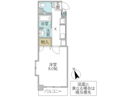 フォーライフヴィラ大工町(1K/2階)の間取り写真