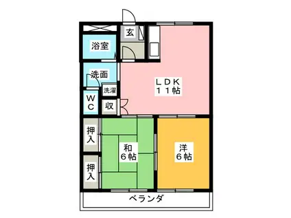 グランダルシュ(2LDK/2階)の間取り写真