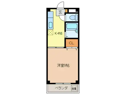 シャンブル高野(1DK/1階)の間取り写真