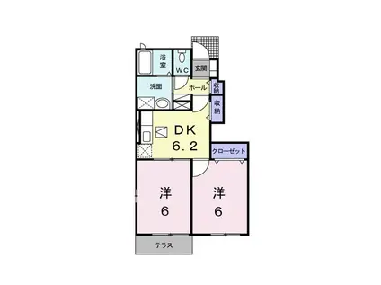 サニーパレスII(2DK/1階)の間取り写真