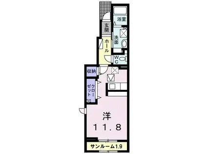 グリーン ヴィレッヂ II(ワンルーム/1階)の間取り写真