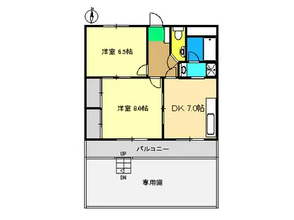 カーサMOTO(2DK/1階)の間取り写真