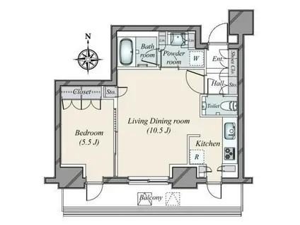 パークコート乃木坂ザタワー(1LDK/3階)の間取り写真