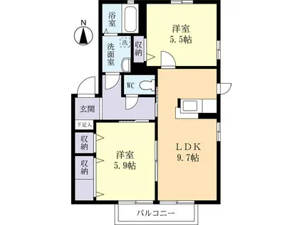 フォレスト・ビューB(2DK/2階)の間取り写真