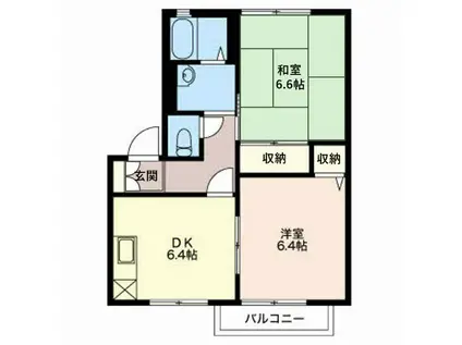 シャンテ芦原(2DK/2階)の間取り写真