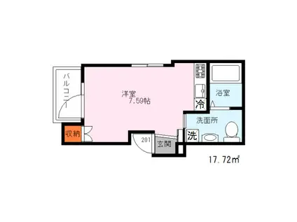 TAKARALUCK(ワンルーム/2階)の間取り写真