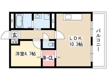 臼井ビル(1LDK/4階)の間取り写真