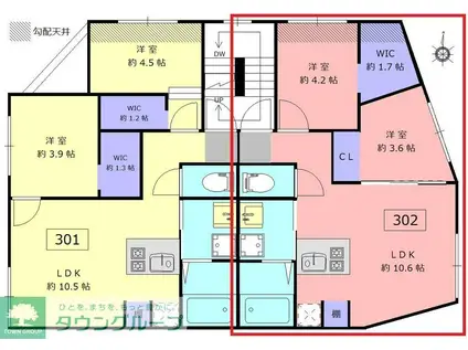 ロータス中野新橋(2LDK/2階)の間取り写真