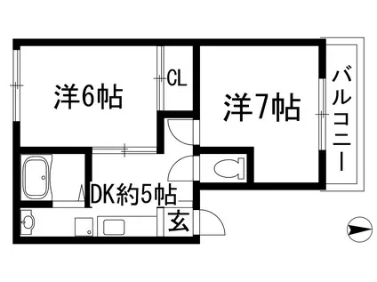 セガワハイツ(2DK/1階)の間取り写真