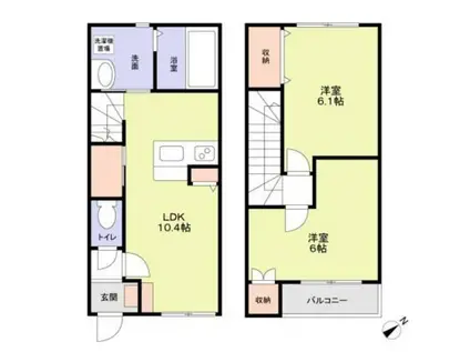 AQUAレジデンス大井町第15(2LDK/2階)の間取り写真