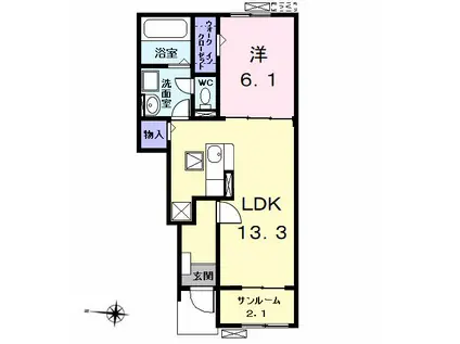 ベラ・ヴィータ(1LDK/1階)の間取り写真