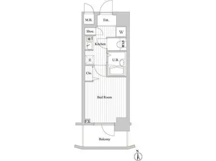 サンテミリオン東麻布(1K/7階)の間取り写真