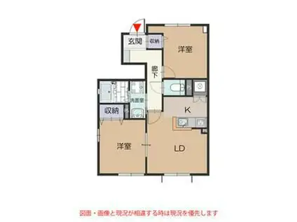 リアン B(2LDK/1階)の間取り写真