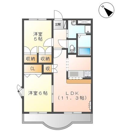 ララ・ポート(2LDK/2階)の間取り写真