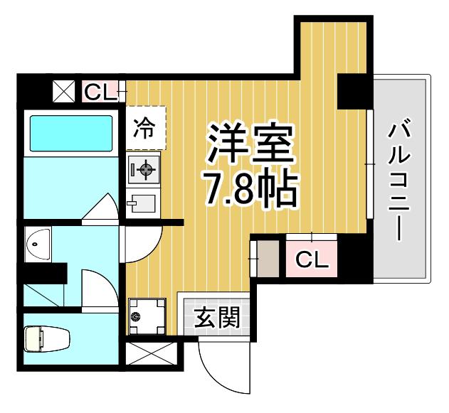 ERCITY S立花駅前(ワンルーム/2階)の間取り写真