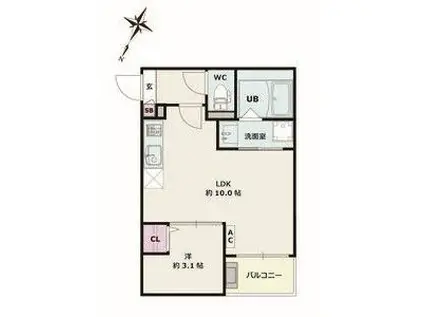 JACK KITAMOTO I(1LDK/3階)の間取り写真