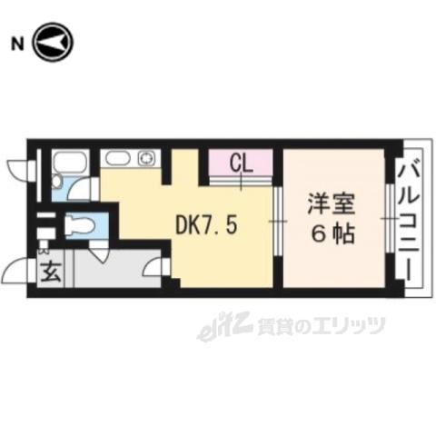 PRIME COURT賀茂川(1DK/3階)の間取り写真