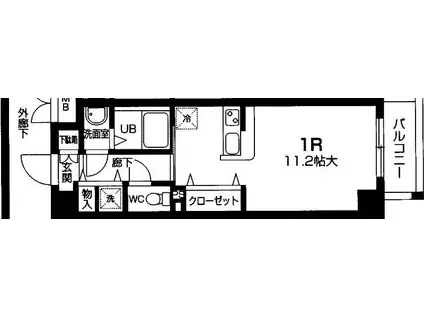 ビュークレスト小金井(ワンルーム/6階)の間取り写真