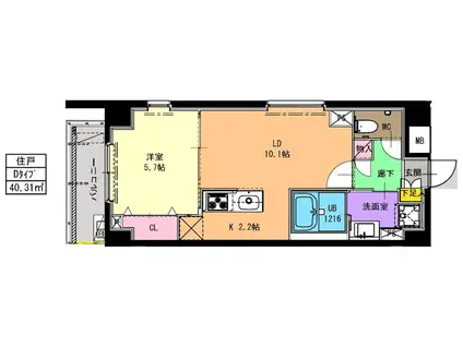 クレサール横中(1LDK/4階)の間取り写真