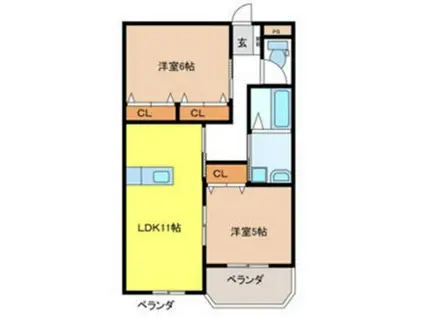 シャトーみずほ(2LDK/2階)の間取り写真