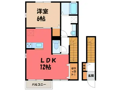 グラン シエル B(1LDK/2階)の間取り写真