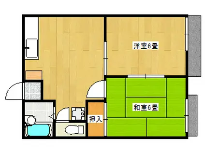 グリーンハイム(2DK/2階)の間取り写真