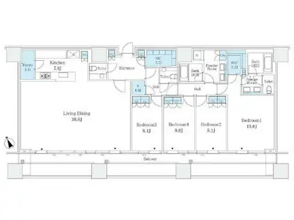 麻布台ヒルズレジデンスB(4LDK/28階)の間取り写真