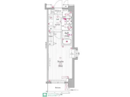 ガーラ・ヒルズ新宿(1K/2階)の間取り写真