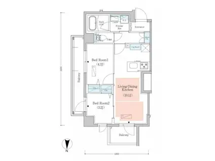 アーバネックス南品川II(2LDK/2階)の間取り写真