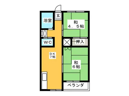 道ヶ島レジデンス(2DK/2階)の間取り写真