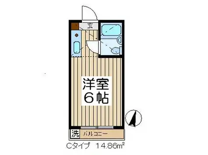 ヴィラージュF(ワンルーム/1階)の間取り写真