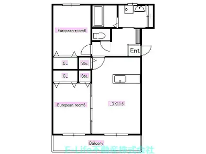 エストシャンブルII(2LDK/1階)の間取り写真