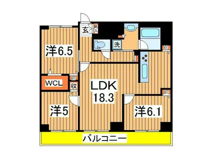 アヴェニール柏の葉(3LDK/2階)の間取り写真