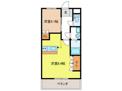 スプリングデザイヤー(1LDK/2階)の間取り写真