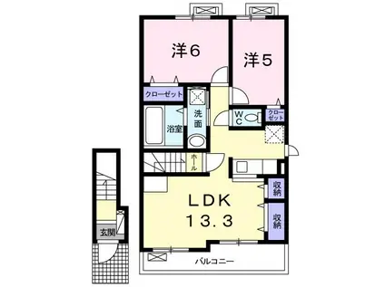 アマベル B(2LDK/2階)の間取り写真
