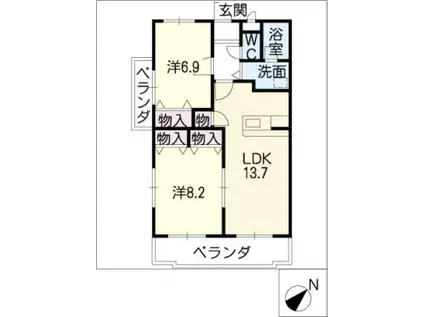 LIEN DAMUR(2LDK/1階)の間取り写真