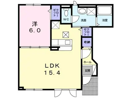 サルバドールN30(1LDK/1階)の間取り写真