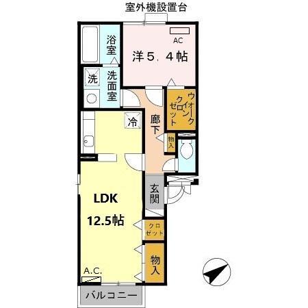 シェソワ鶴見緑地(1LDK/1階)の間取り写真