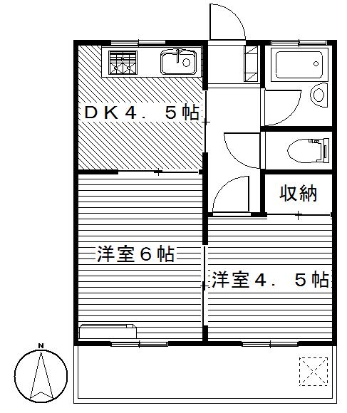 メゾンド新町II(2DK/1階)の間取り写真