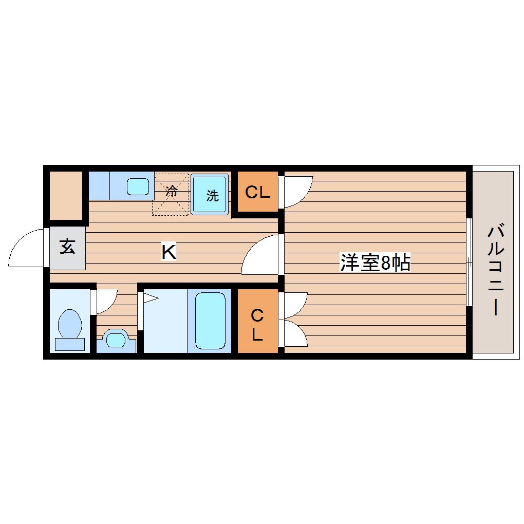 サンパレス小松島(1K/3階)の間取り写真