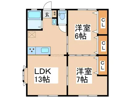 グリーンハイツ(2LDK/1階)の間取り写真